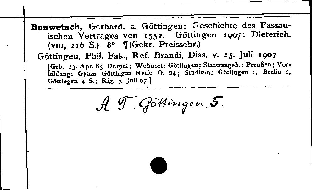 [Katalogkarte Dissertationenkatalog bis 1980]