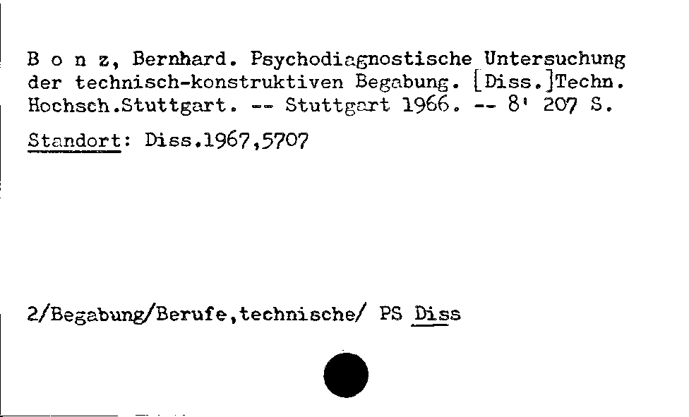 [Katalogkarte Dissertationenkatalog bis 1980]