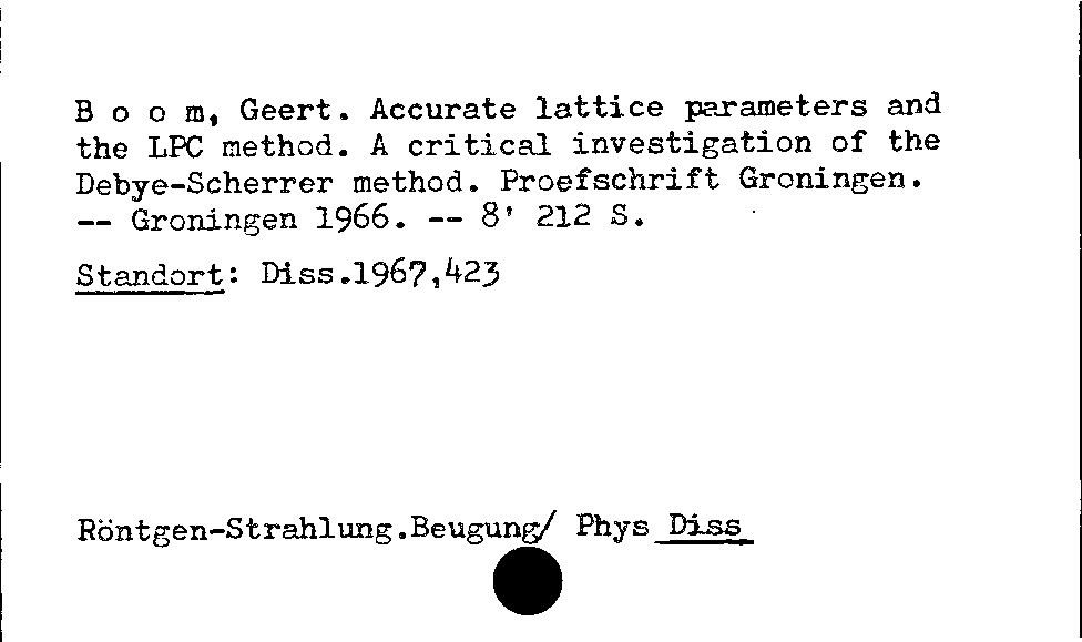 [Katalogkarte Dissertationenkatalog bis 1980]