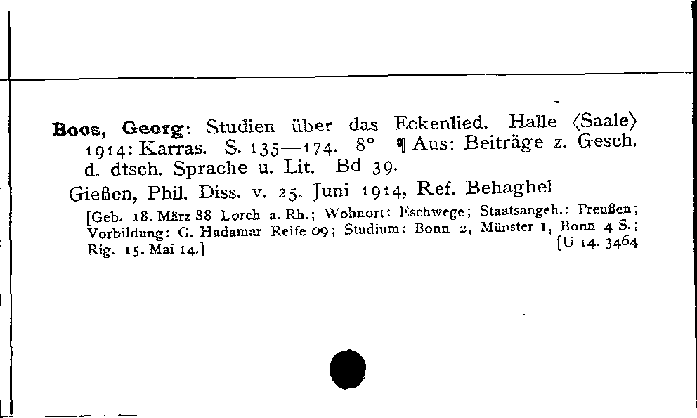 [Katalogkarte Dissertationenkatalog bis 1980]