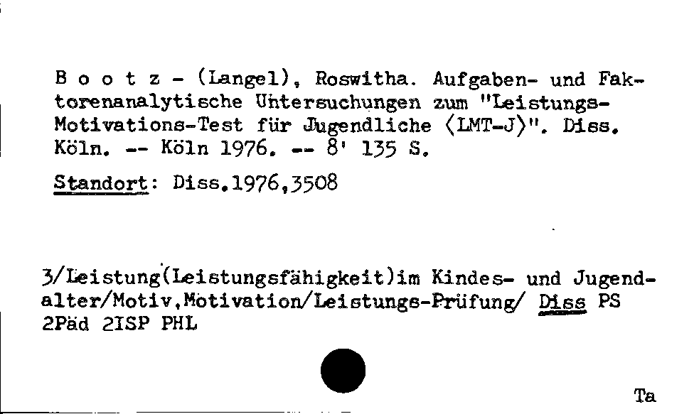 [Katalogkarte Dissertationenkatalog bis 1980]