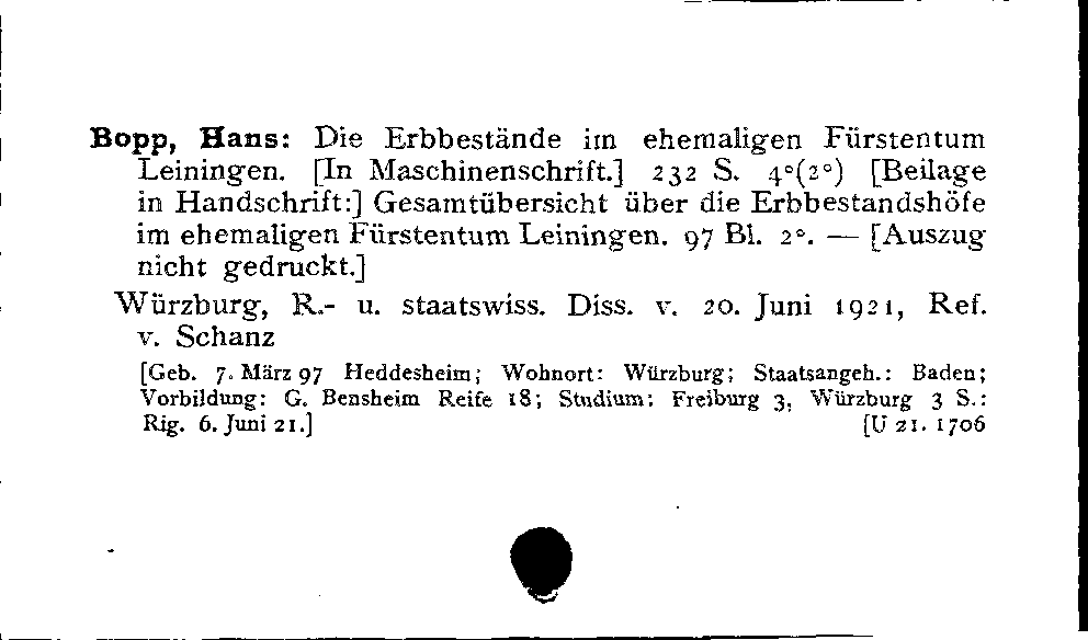 [Katalogkarte Dissertationenkatalog bis 1980]