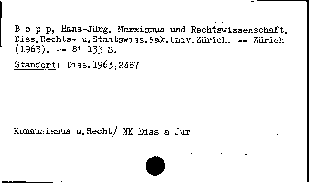 [Katalogkarte Dissertationenkatalog bis 1980]