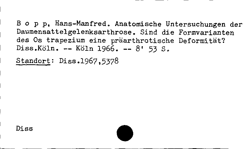 [Katalogkarte Dissertationenkatalog bis 1980]