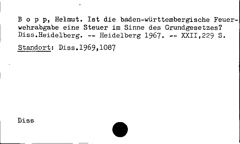 [Katalogkarte Dissertationenkatalog bis 1980]