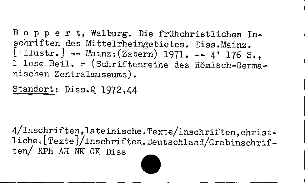 [Katalogkarte Dissertationenkatalog bis 1980]