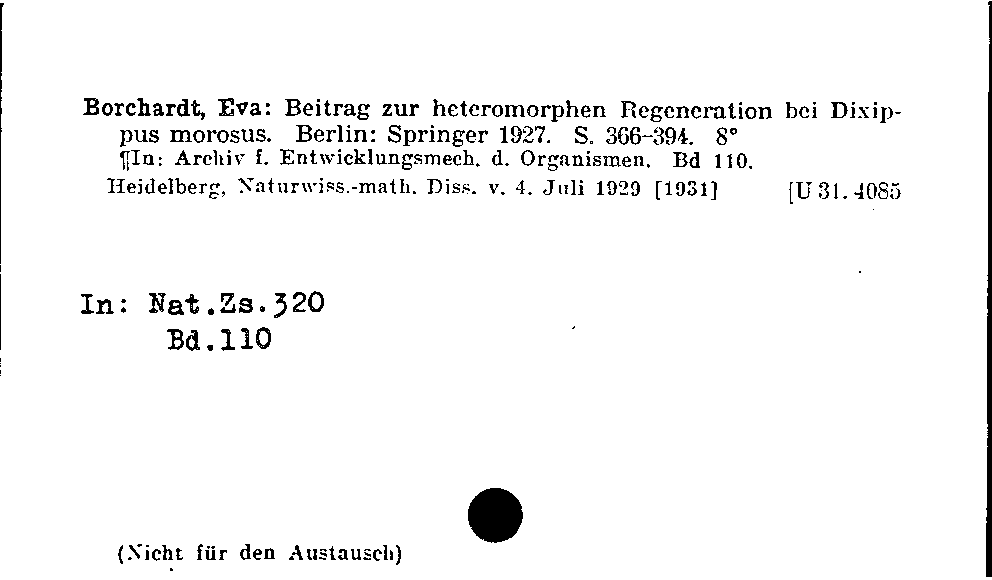 [Katalogkarte Dissertationenkatalog bis 1980]