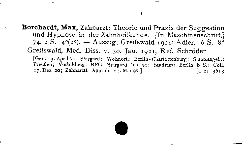 [Katalogkarte Dissertationenkatalog bis 1980]