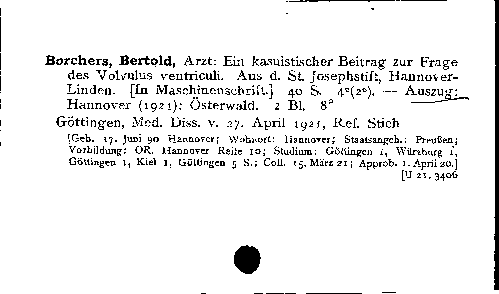 [Katalogkarte Dissertationenkatalog bis 1980]