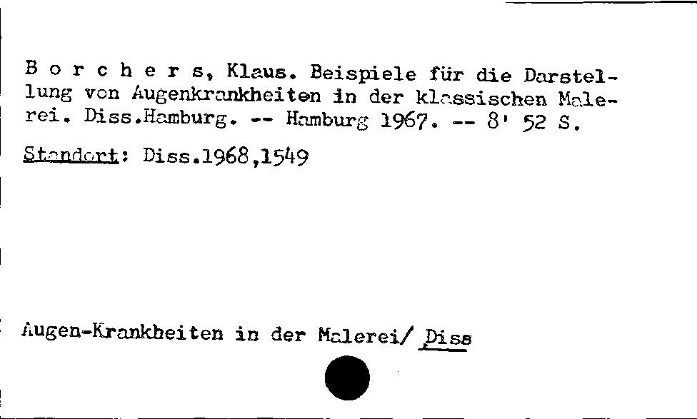 [Katalogkarte Dissertationenkatalog bis 1980]