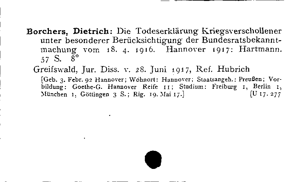 [Katalogkarte Dissertationenkatalog bis 1980]