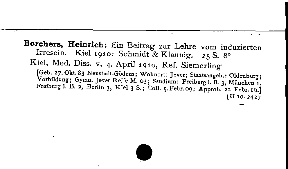 [Katalogkarte Dissertationenkatalog bis 1980]