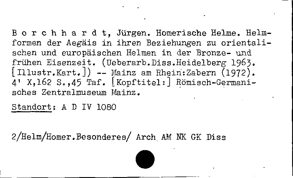 [Katalogkarte Dissertationenkatalog bis 1980]