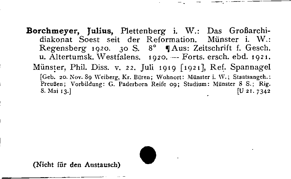 [Katalogkarte Dissertationenkatalog bis 1980]