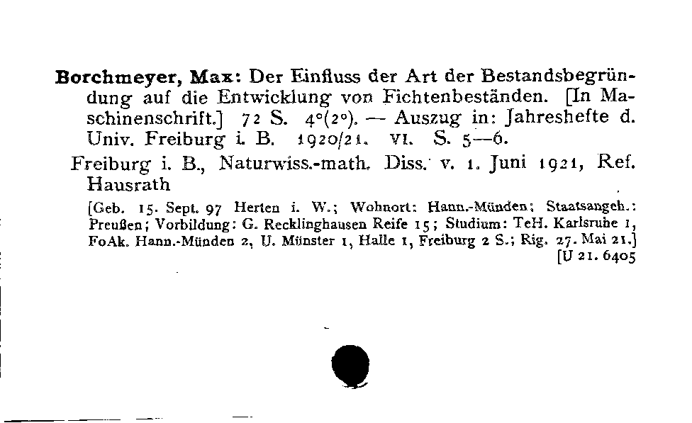 [Katalogkarte Dissertationenkatalog bis 1980]