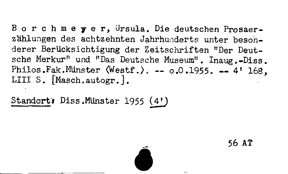 [Katalogkarte Dissertationenkatalog bis 1980]