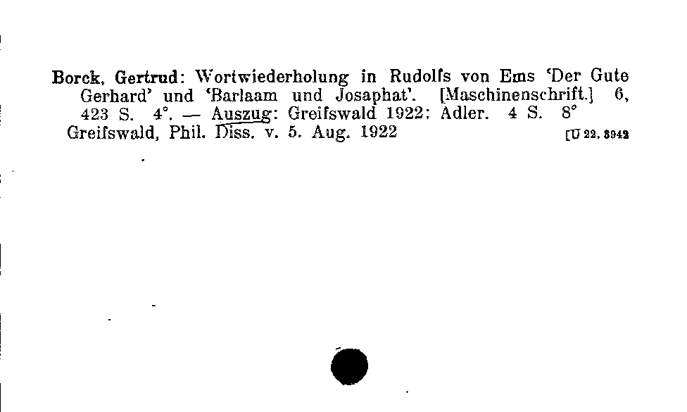 [Katalogkarte Dissertationenkatalog bis 1980]