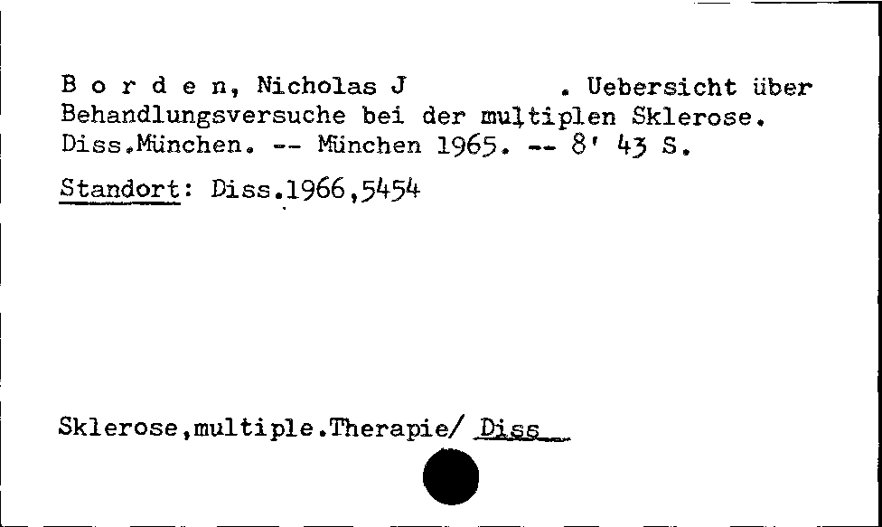 [Katalogkarte Dissertationenkatalog bis 1980]