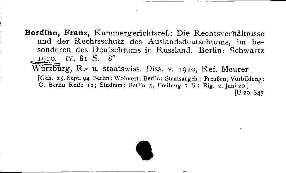 [Katalogkarte Dissertationenkatalog bis 1980]