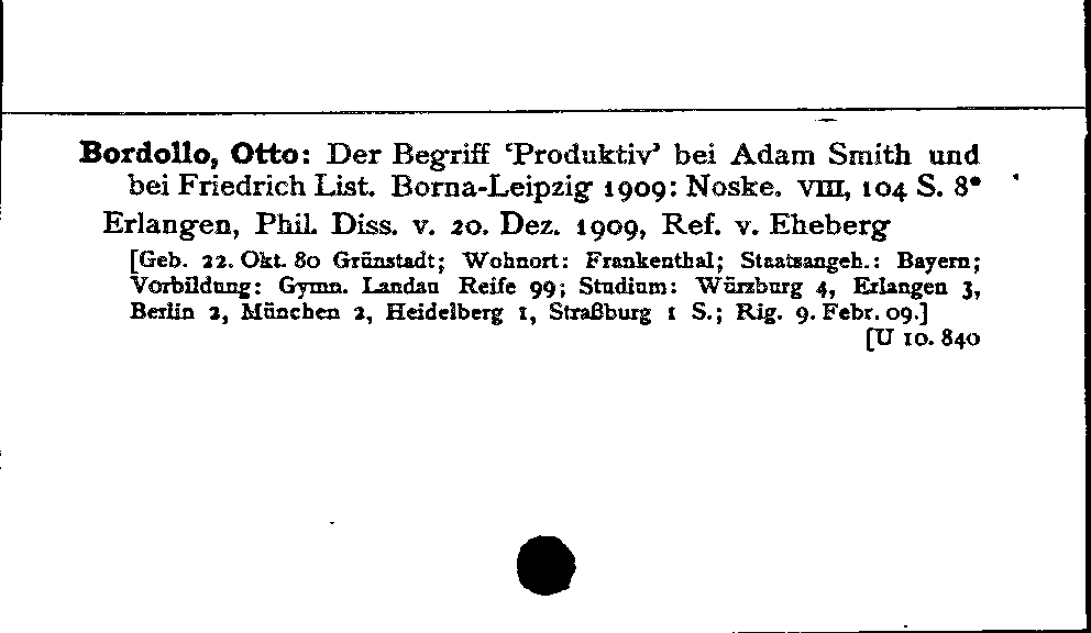 [Katalogkarte Dissertationenkatalog bis 1980]