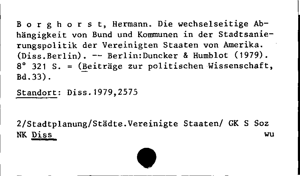 [Katalogkarte Dissertationenkatalog bis 1980]