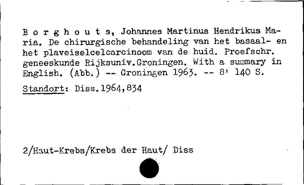 [Katalogkarte Dissertationenkatalog bis 1980]