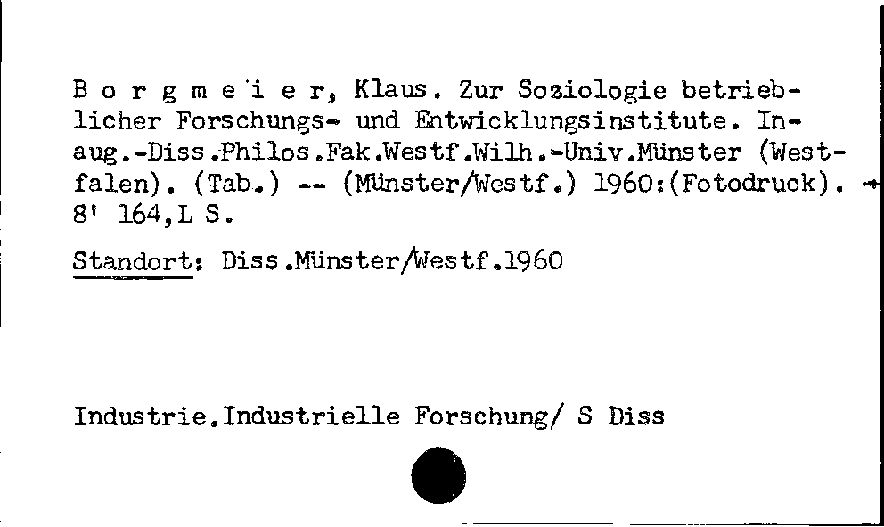 [Katalogkarte Dissertationenkatalog bis 1980]