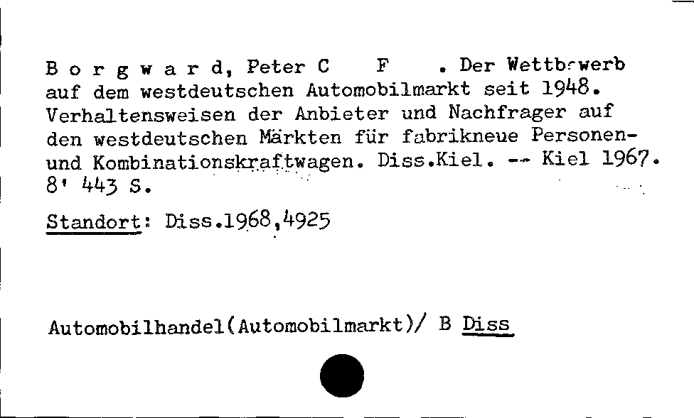 [Katalogkarte Dissertationenkatalog bis 1980]