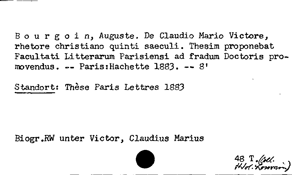 [Katalogkarte Dissertationenkatalog bis 1980]