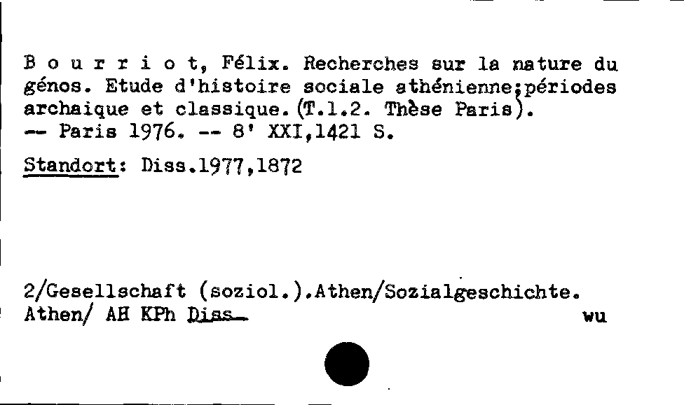 [Katalogkarte Dissertationenkatalog bis 1980]