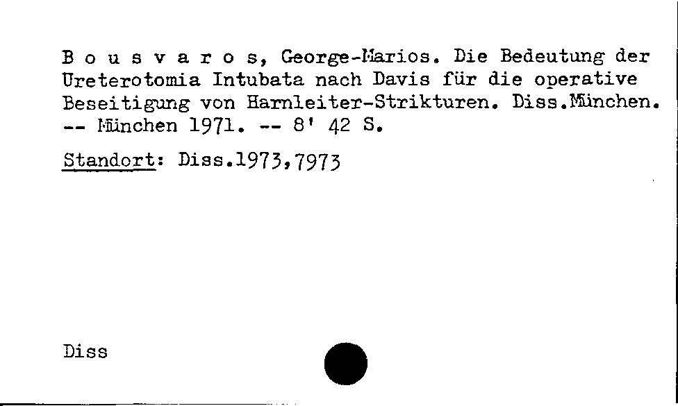 [Katalogkarte Dissertationenkatalog bis 1980]