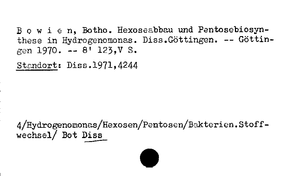 [Katalogkarte Dissertationenkatalog bis 1980]