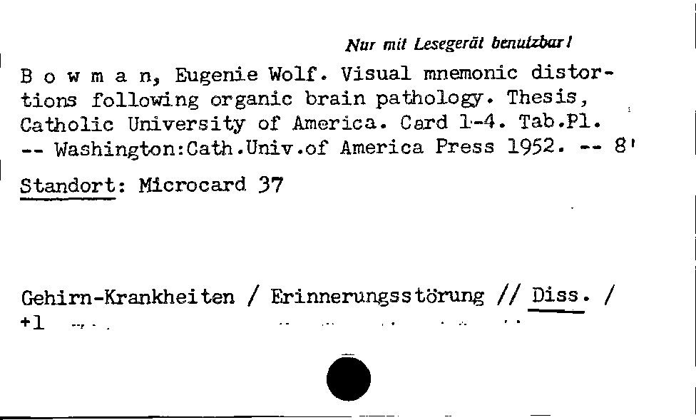 [Katalogkarte Dissertationenkatalog bis 1980]