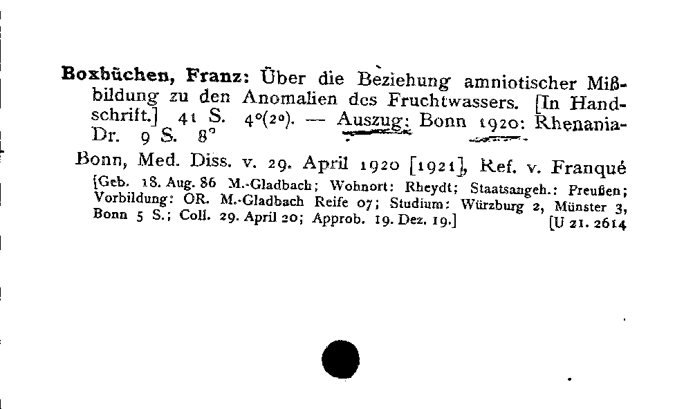 [Katalogkarte Dissertationenkatalog bis 1980]