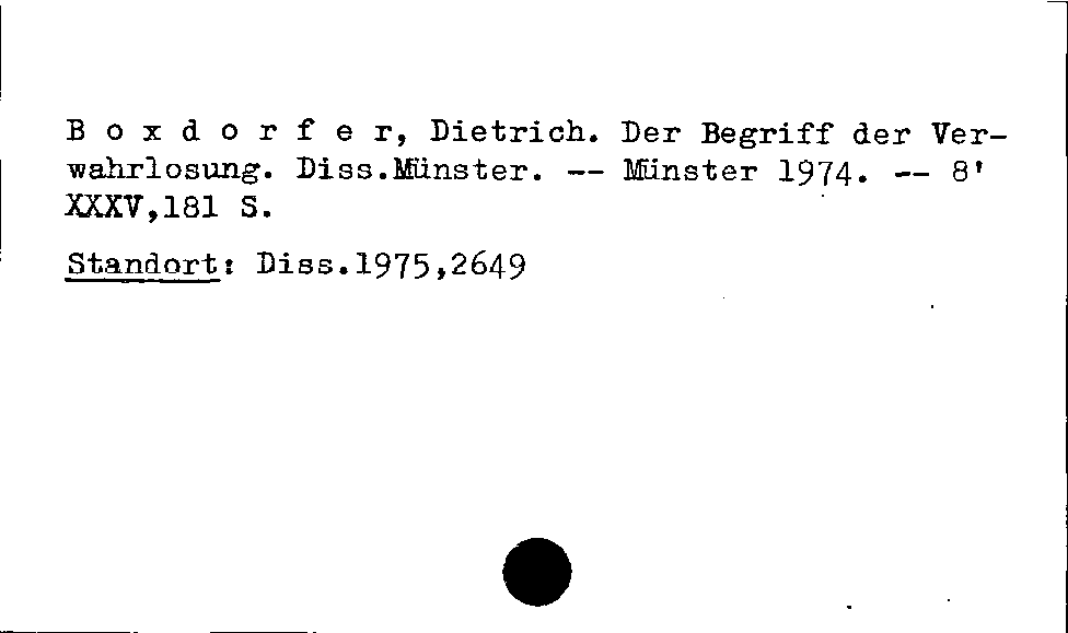 [Katalogkarte Dissertationenkatalog bis 1980]