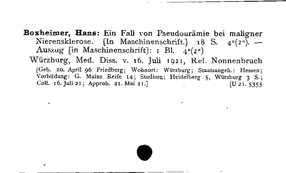 [Katalogkarte Dissertationenkatalog bis 1980]