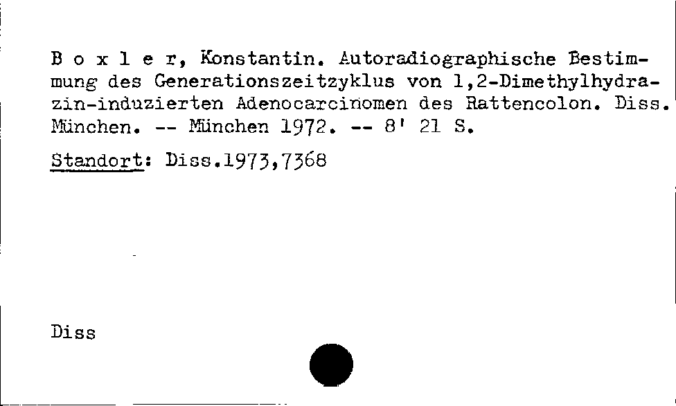 [Katalogkarte Dissertationenkatalog bis 1980]