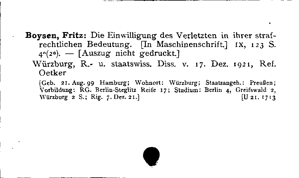 [Katalogkarte Dissertationenkatalog bis 1980]