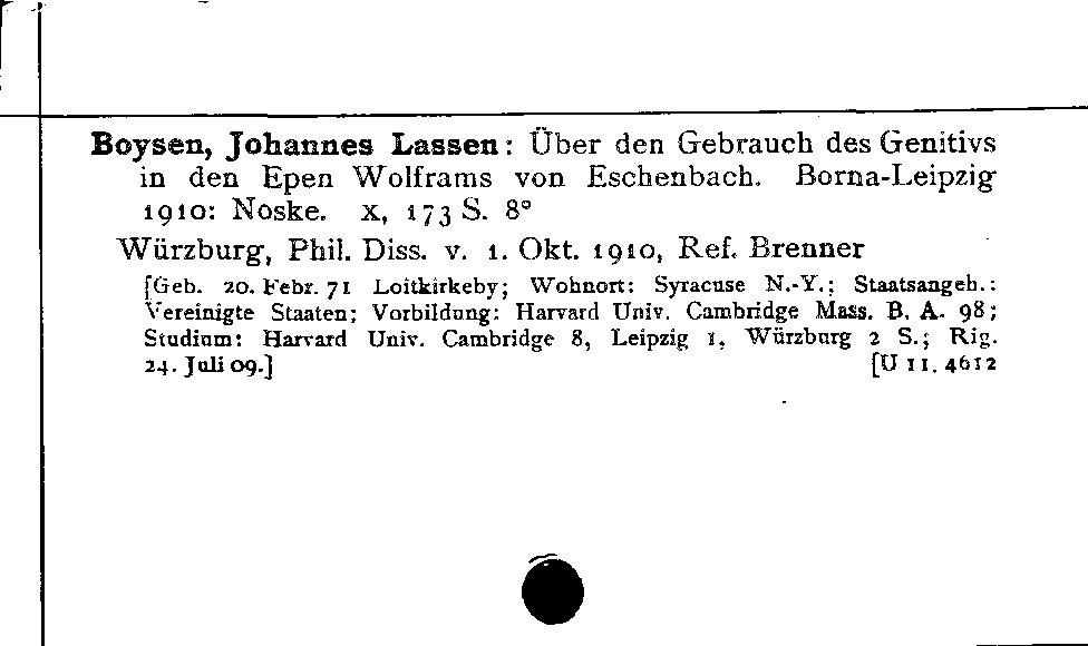 [Katalogkarte Dissertationenkatalog bis 1980]