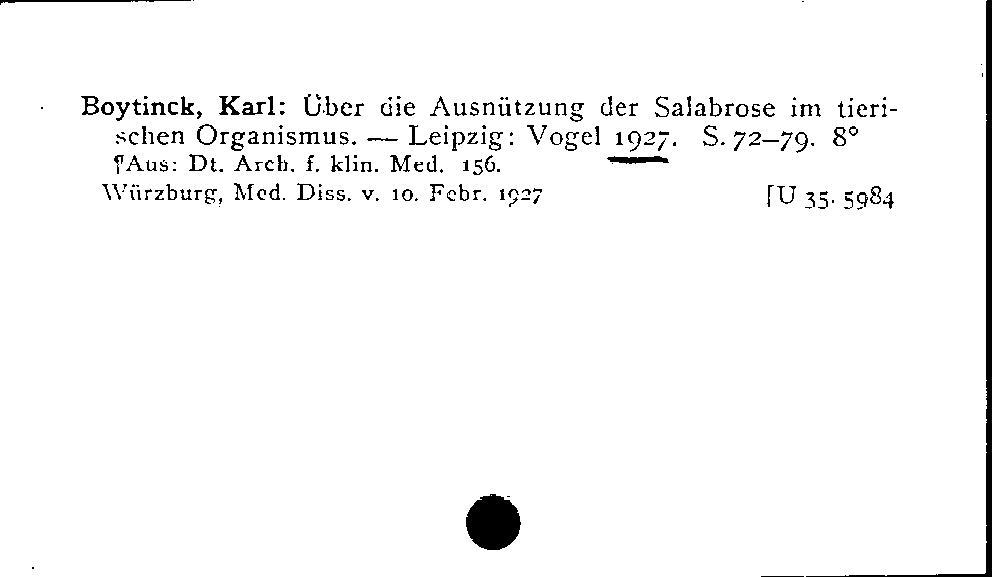 [Katalogkarte Dissertationenkatalog bis 1980]