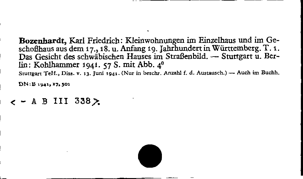 [Katalogkarte Dissertationenkatalog bis 1980]