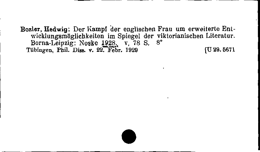 [Katalogkarte Dissertationenkatalog bis 1980]