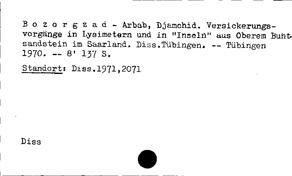 [Katalogkarte Dissertationenkatalog bis 1980]