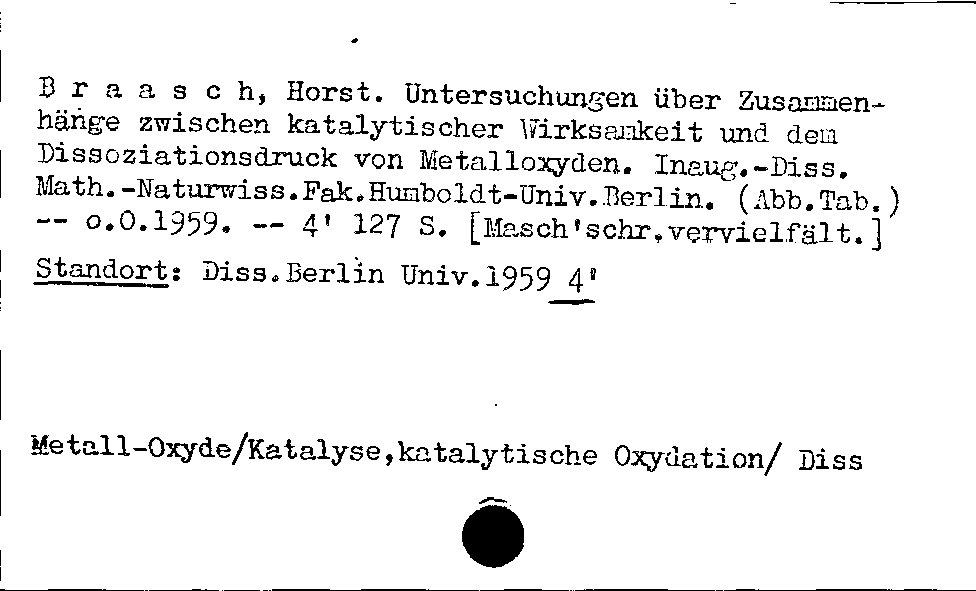 [Katalogkarte Dissertationenkatalog bis 1980]