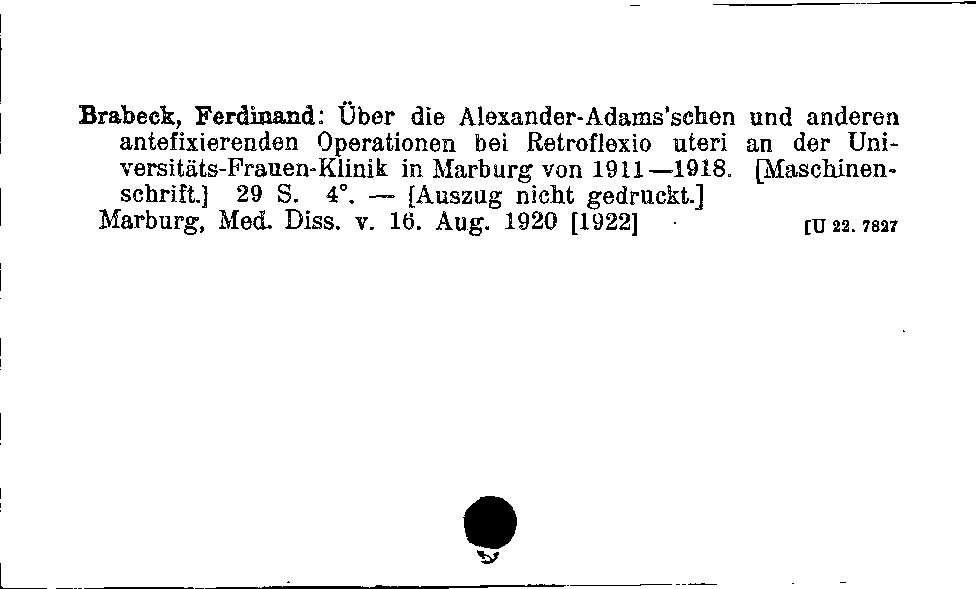 [Katalogkarte Dissertationenkatalog bis 1980]