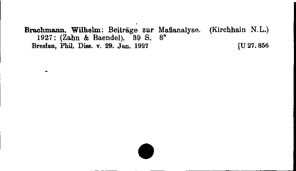 [Katalogkarte Dissertationenkatalog bis 1980]