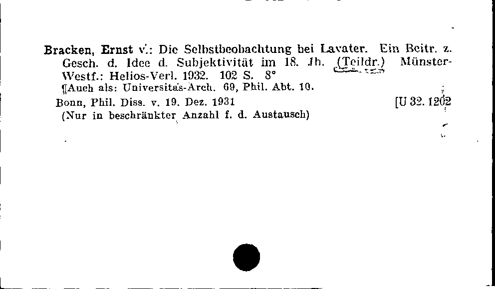 [Katalogkarte Dissertationenkatalog bis 1980]