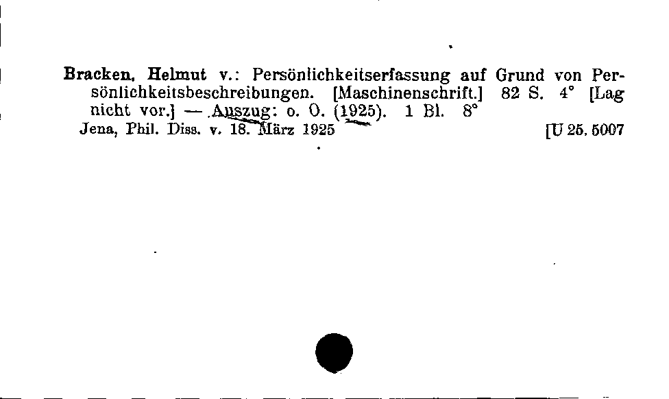 [Katalogkarte Dissertationenkatalog bis 1980]