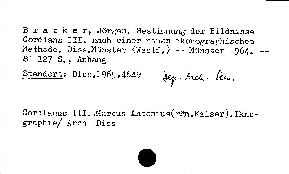 [Katalogkarte Dissertationenkatalog bis 1980]