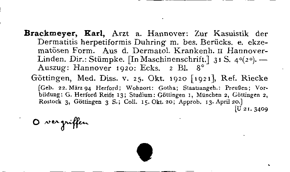 [Katalogkarte Dissertationenkatalog bis 1980]